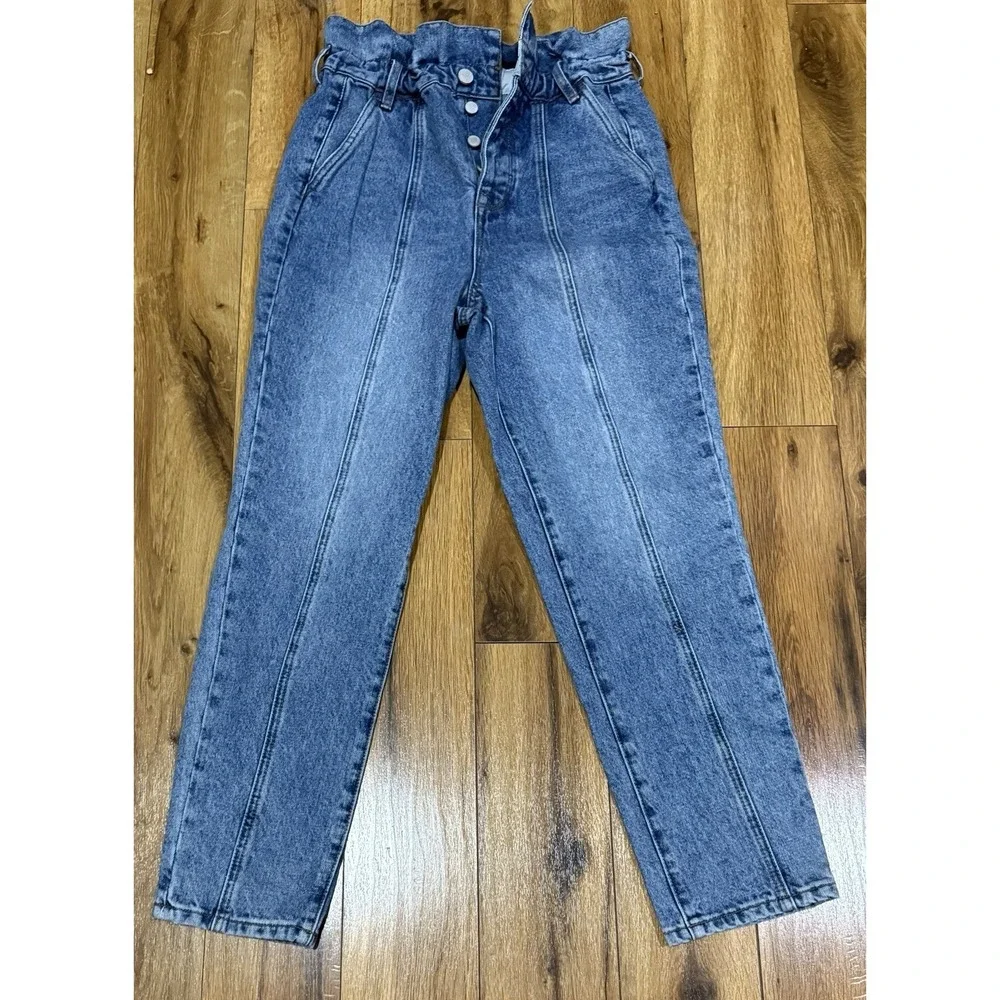 90s Paperbag High Waisted Mom Jeans Women's 27 Medium Wash Retro Blank NYC  NWOT